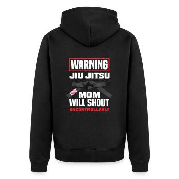 Warning Jiu Jitsu Mom Gets Uncontrolled - Unisex Premium Organic Zip Hoodie - black - Back - Nico (187cm)