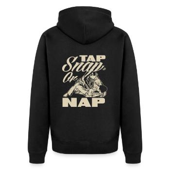Motif d'arts martiaux Tap Snap Or Nap - Veste à capuche bio Premium Unisexe - noir - Dos - Nico (187cm)