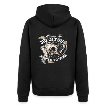 Born For Jiu Jitsu Forced To Work - Unisex Premium Organic Zip Hoodie - black - Back - Nico (187cm)