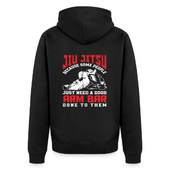 Jiu Jitsu parce que certaines personnes ont juste besoin d'un bon bras - Veste à capuche bio Premium Unisexe - noir - Dos - Nico (187cm)