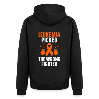 Leukämie Bewusstsein Blutkrebs Bekämpfung - Unisex Premium Bio Zip Hoodie - Schwarz - Hinten - Nico (187cm)