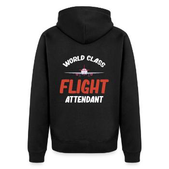 Weltklasse-flugbegleiterin, Flugbegleiterin Für - Unisex Premium Bio Zip Hoodie - Schwarz - Hinten - Nico (187cm)
