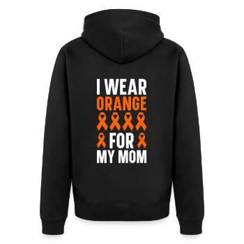orangeLeukämie Bewusstsein Blutkrebs Bekämpfung - Unisex Premium Bio Zip Hoodie - Schwarz - Hinten - Nico (187cm)