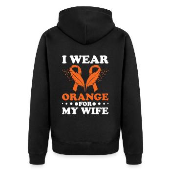 schwLeukämie Bewusstsein Blutkrebs Bekämpfung - Unisex Premium Bio Zip Hoodie - Schwarz - Hinten - Nico (187cm)
