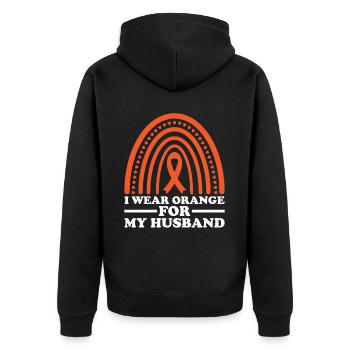 schwLeukämie Bewusstsein Blutkrebs Bekämpfung - Unisex Premium Bio Zip Hoodie - Schwarz - Hinten - Nico (187cm)