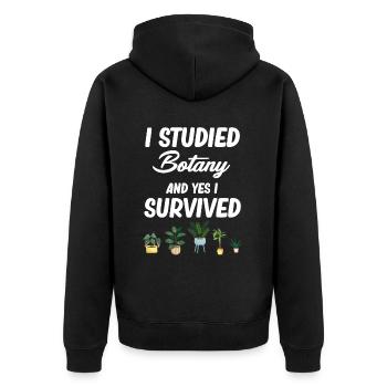 Ich Habe Botanik Studiert Und Ja, Ich Habe - Unisex Premium Bio Zip Hoodie - Schwarz - Hinten - Nico (187cm)