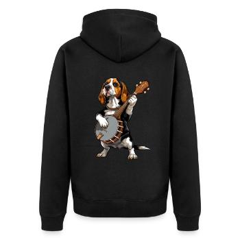 Beagle Dog Joueur de banjo bluegrass - Veste à capuche bio Premium Unisexe - noir - Dos - Nico (187cm)