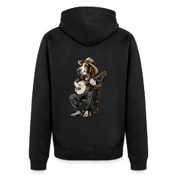 Basset Hound Chien Joueur de Banjo Bluegrass - Veste à capuche bio Premium Unisexe - noir - Dos - Nico (187cm)
