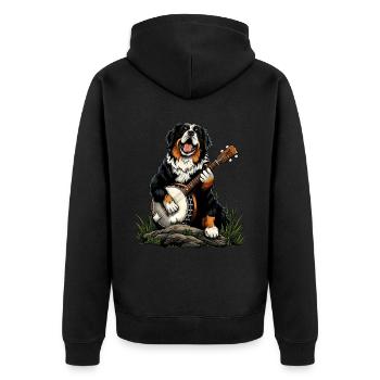 Bouvier Bernois Joueur de Banjo Bluegrass - Veste à capuche bio Premium Unisexe - noir - Dos - Nico (187cm)