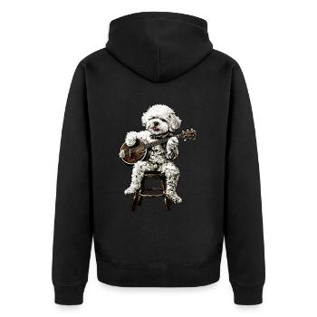 Bichon frisé chien joueur de banjo bluegrass - Veste à capuche bio Premium Unisexe - noir - Dos - Nico (187cm)