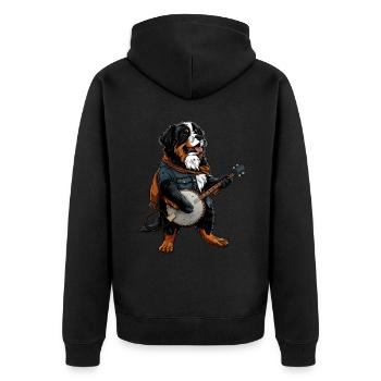 Bouvier Bernois Joueur de Banjo Bluegrass - Veste à capuche bio Premium Unisexe - noir - Dos - Nico (187cm)
