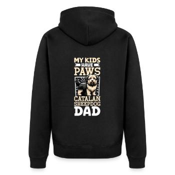 Gos d’Atura Català Papa - Unisex Premium Bio Zip Hoodie - Schwarz - Hinten - Nico (187cm)