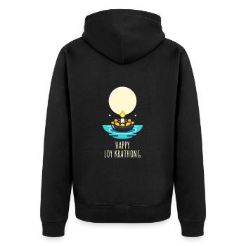 Cute Loy Krathong Holiday Thailand Festival - Unisex Premium Organic Zip Hoodie - black - Back - Nico (187cm)
