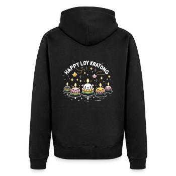 Cute Loy Krathong Holiday Thailand Festival - Unisex Premium Organic Zip Hoodie - black - Back - Nico (187cm)