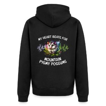 Bergbilchbeutler Herzlinie - Unisex Premium Bio Zip Hoodie - Schwarz - Hinten - Nico (187cm)