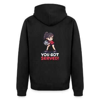 Drôle de volley-ball que vous avez servi ! - Veste à capuche bio Premium Unisexe - noir - Dos - Nico (187cm)