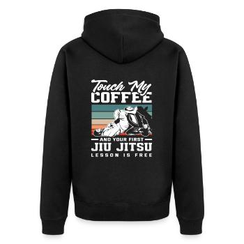 Touch My Coffee et votre premier entraînement de Jiu Jitsu - Veste à capuche bio Premium Unisexe - noir - Dos - Nico (187cm)