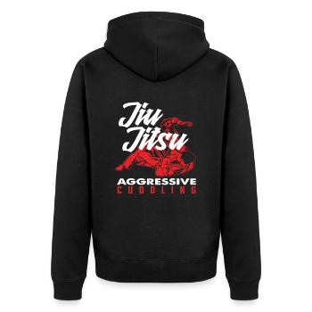Jiu Jitsu Aggressive Cuddling - Unisex Premium Bio Zip Hoodie - Schwarz - Hinten - Nico (187cm)