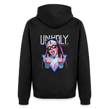 Provocative and expressive – rebellious fashion - Unisex Premium Organic Zip Hoodie - black - Back - Nico (187cm)