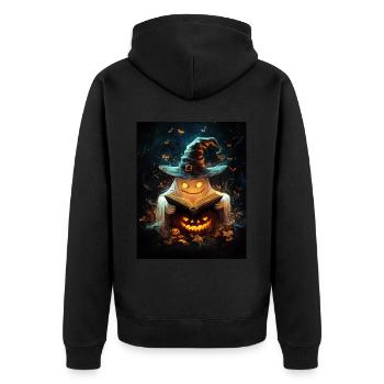 Cadeau d’Halloween Femmes Citrouille Hommes Enfants - Veste à capuche bio Premium Unisexe - noir - Dos - Nico (187cm)