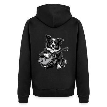 Border Collies Chien Joueur de Banjo Bluegrass - Veste à capuche bio Premium Unisexe - noir - Dos - Nico (187cm)