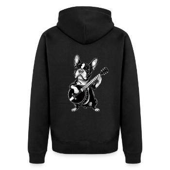 Boston Terrier Chien Joueur de Banjo Bluegrass - Veste à capuche bio Premium Unisexe - noir - Dos - Nico (187cm)