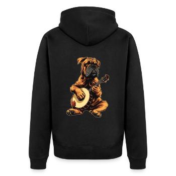 Bullmastiff Chien Joueur de Banjo Bluegrass - Veste à capuche bio Premium Unisexe - noir - Dos - Nico (187cm)