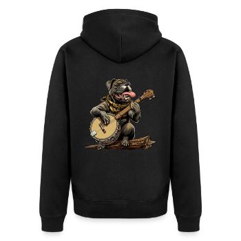 Bullmastiff Chien Joueur de Banjo Bluegrass - Veste à capuche bio Premium Unisexe - noir - Dos - Nico (187cm)