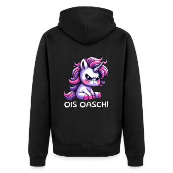 Ois Oasch - Unisex Premium Organic Zip Hoodie - black - Back - Nico (187cm)