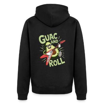 Guac And Roll Avocado Rocker With Guitar - Unisex Premium Organic Zip Hoodie - black - Back - Nico (187cm)