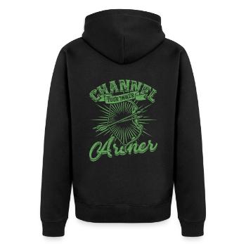 Archery Channel your inner archer - Unisex Premium Organic Zip Hoodie - black - Back - Nico (187cm)