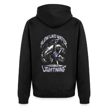 Breakdance Flow Like Water Hit Like Lightning - Unisex Premium Organic Zip Hoodie - black - Back - Nico (187cm)