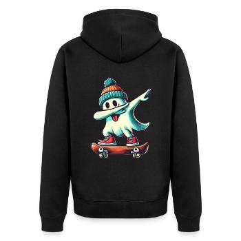 Planche à roulettes Dab Ghost Drôle Halloween Streetwear - Veste à capuche bio Premium Unisexe - noir - Dos - Nico (187cm)