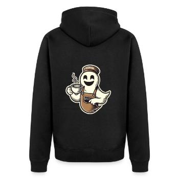 Kaffeeliebhaber Barista Geist Lustiger Kaffee - Unisex Premium Bio Zip Hoodie - Schwarz - Hinten - Nico (187cm)