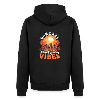 Thanksgiving-Volleyball-Spieltag Thanksgiving-Stimmung - Unisex Premium Bio Zip Hoodie - Schwarz - Hinten - Nico (187cm)