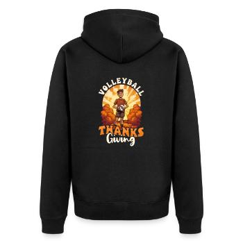 Thanksgiving Volleyball Volleyball Danksagung - Unisex Premium Bio Zip Hoodie - Schwarz - Hinten - Nico (187cm)
