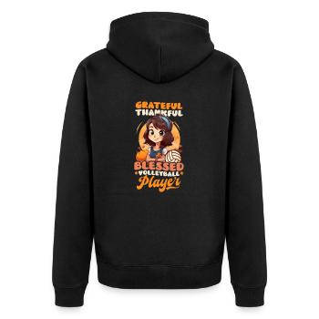 Thanksgiving Volleyball Dankbarer Segne Spieler - Unisex Premium Bio Zip Hoodie - Schwarz - Hinten - Nico (187cm)