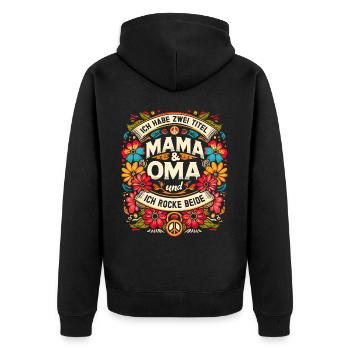 Geschenk Oma Baby Nachwuchs Mama Sprüche - Unisex Premium Bio Zip Hoodie - Schwarz - Hinten - Nico (187cm)