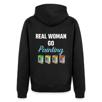 Real Women Paint Painters and Illustrators - Unisex Premium Organic Zip Hoodie - black - Back - Nico (187cm)