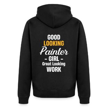 Gut Aussehendes Malermädchen, Großartig - Unisex Premium Bio Zip Hoodie - Schwarz - Hinten - Nico (187cm)