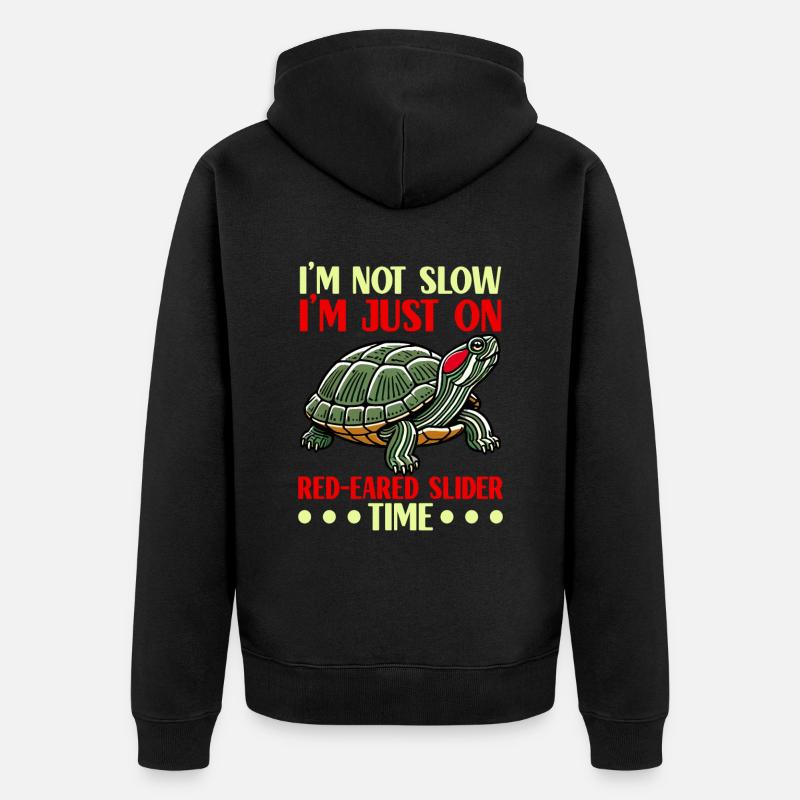 Turtle Red-eared Turtle - Unisex Premium Organic Zip Hoodie - black