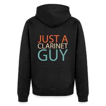 Klarinette Klarinettist Just A Clarinet Guy - Unisex Premium Bio Zip Hoodie - Schwarz - Hinten - Nico (187cm)