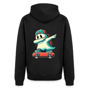 Skateboaring Dabbing Fantôme Drôle Halloween - Veste à capuche bio Premium Unisexe - noir - Dos - Nico (187cm)