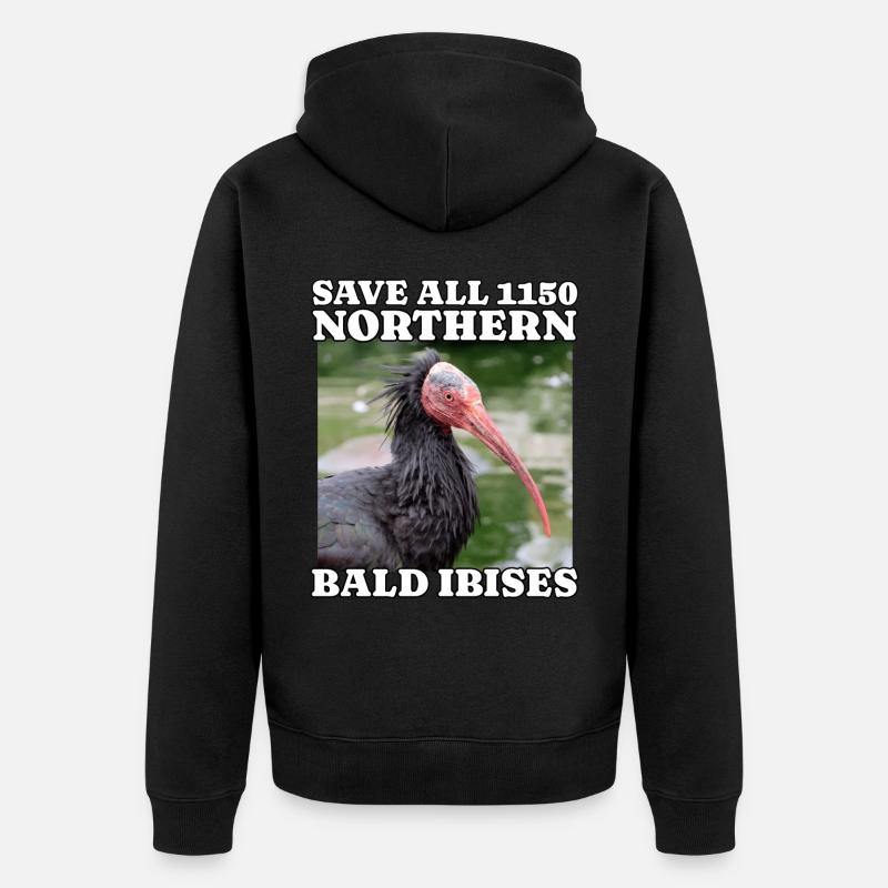 Save Waldrapp - Unisex Premium Bio Zip Hoodie - Schwarz