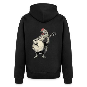 Hühnerzucht Landwirt Bluegrass-Banjo-Spieler - Unisex Premium Bio Zip Hoodie - Schwarz - Hinten - Nico (187cm)