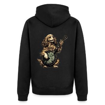 Cocker Spaniel Chien Joueur de banjo Bluegrass - Veste à capuche bio Premium Unisexe - noir - Dos - Nico (187cm)