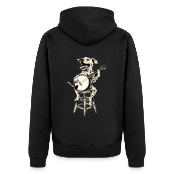 Chien dalmatien Joueur de banjo bluegrass - Veste à capuche bio Premium Unisexe - noir - Dos - Nico (187cm)