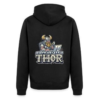 Viking Databaseadministra-thor Nerdy - Unisex Premium Bio Zip Hoodie - Schwarz - Hinten - Nico (187cm)