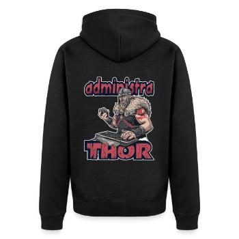 Viking Databaseadministra-thor Nerdy - Unisex Premium Bio Zip Hoodie - Schwarz - Hinten - Nico (187cm)