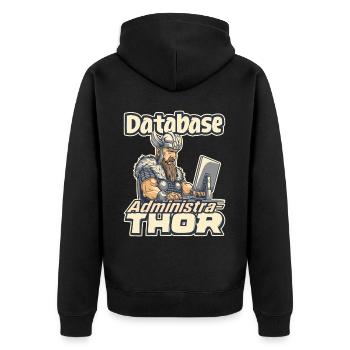 Viking Databaseadministra-thor Nerdy - Unisex Premium Bio Zip Hoodie - Schwarz - Hinten - Nico (187cm)